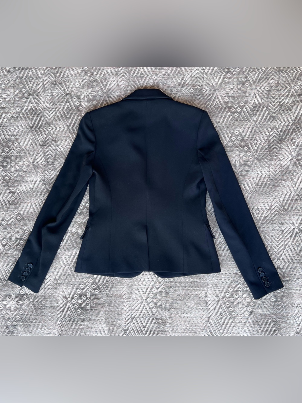 Theory Black Crepe Blazer Size 2 One Button Tailored Jacket Career Classic - Picture 7 of 7